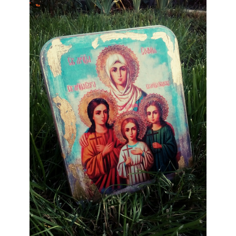 Ръчно изработена икона "Вяра, надежда, любов  "